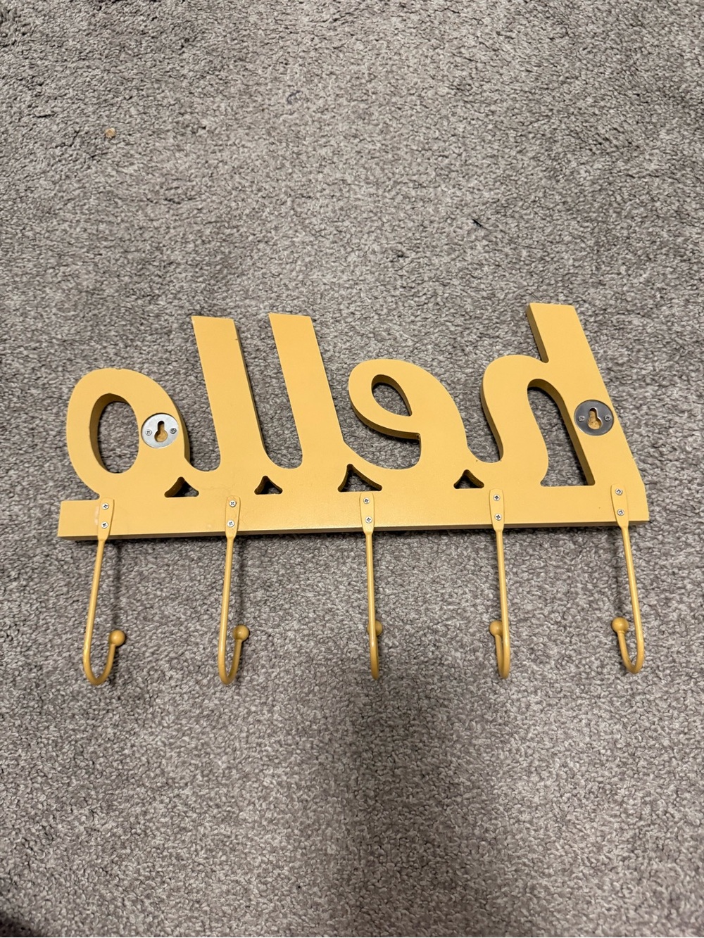 Hello Script Wall Hook - Yellow - Picture 2 of 2